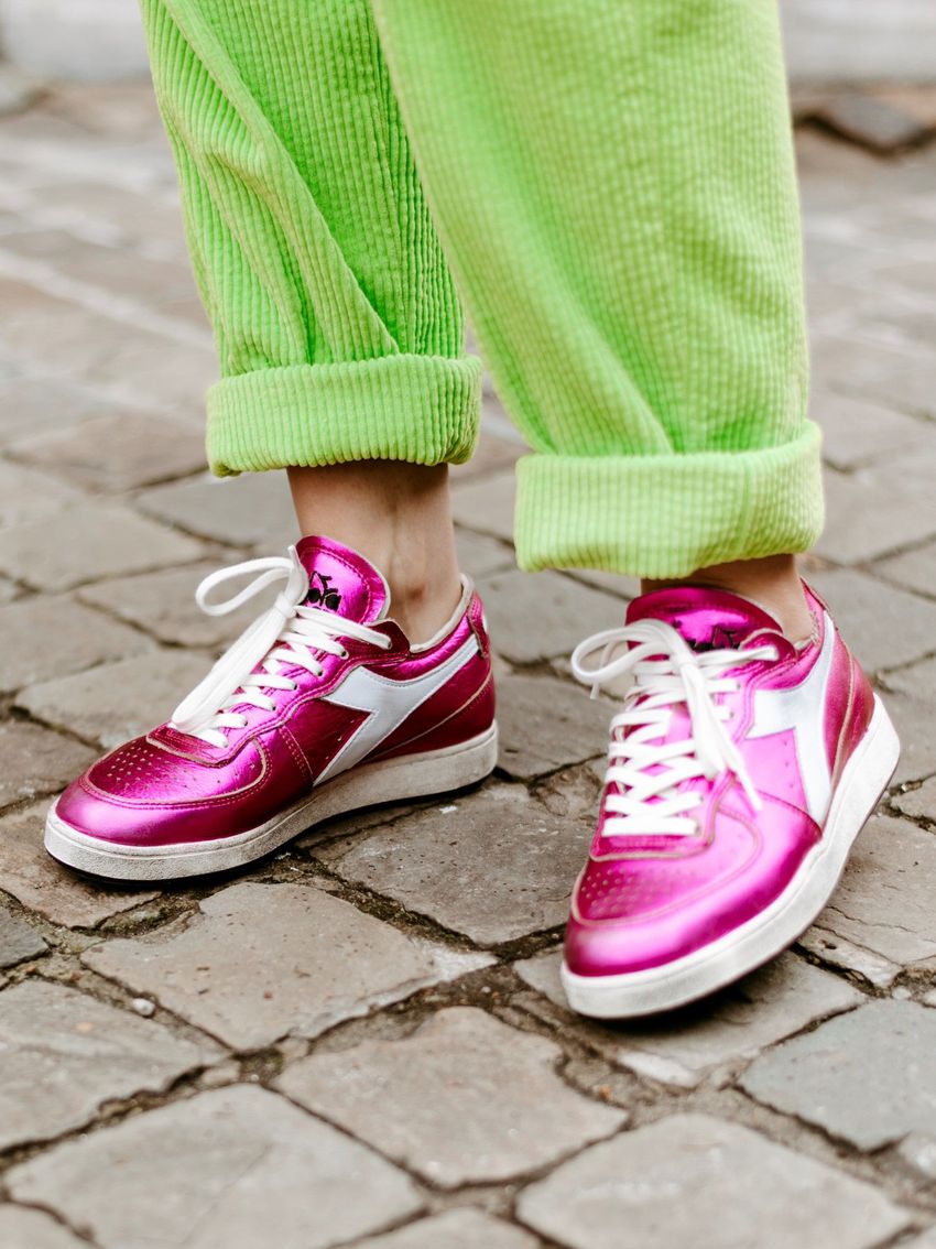 chaussure sneakers basket femme tissu fluo rose noir blanche légère vert  mode